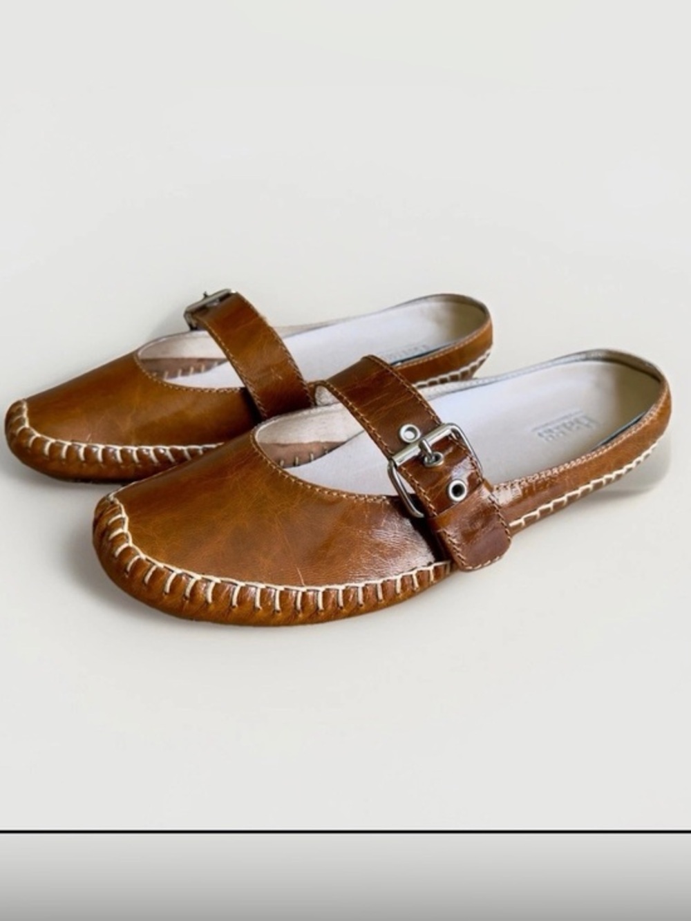 G.H. Bass & Co. Women’s Mary Jane Mules Brown Leather Slip On Shoes Size 8.5 W